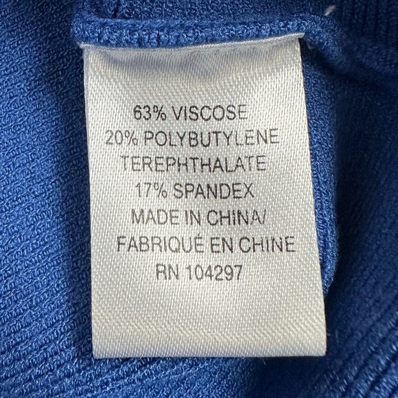 Milly Scallop Hem A-Line Long Sleeve Knit Shift Dress Royal French Blue - Picture 9 of 10